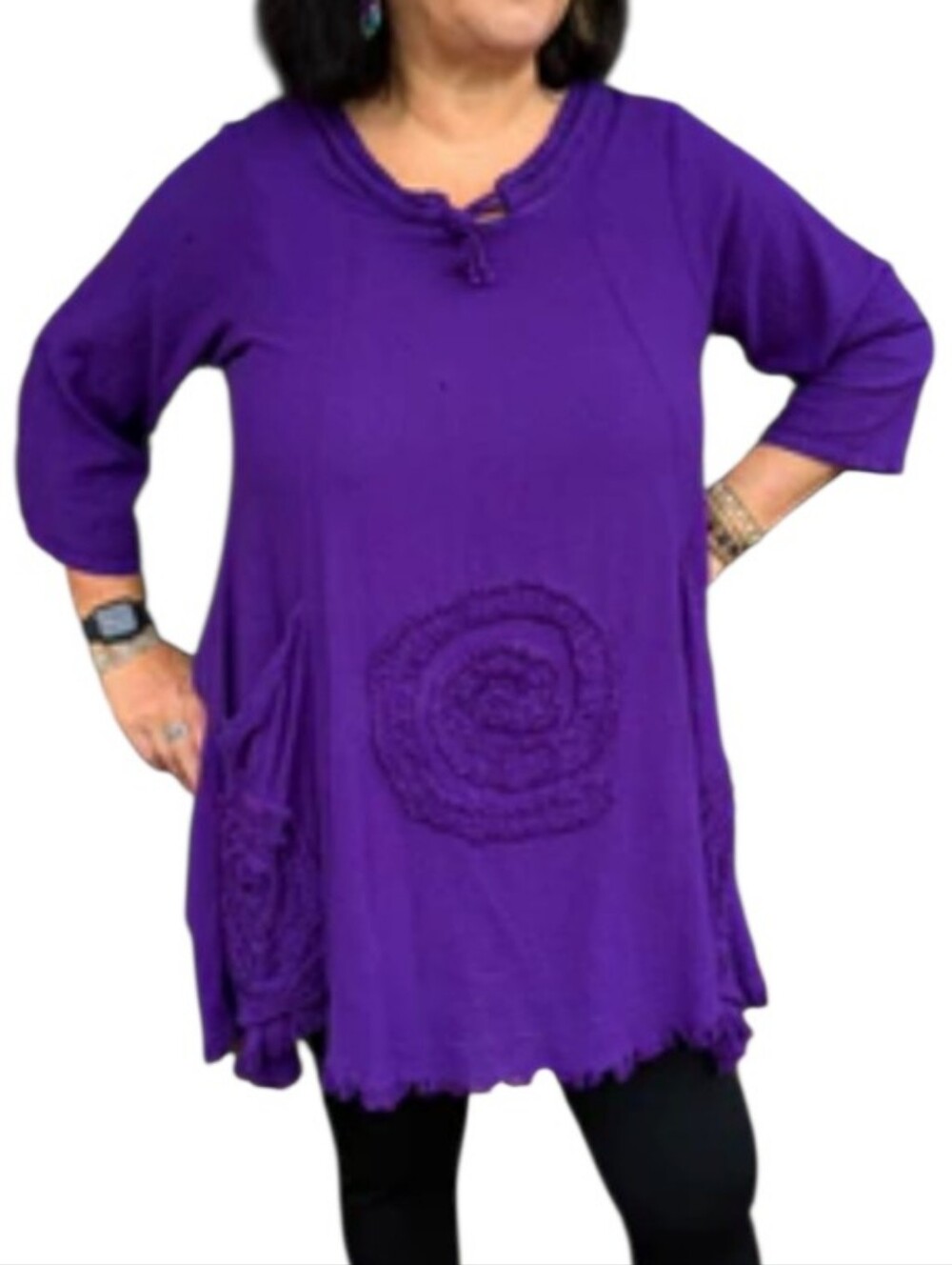 Oh My Gauze! Purple Spiral Circle  Oversized Tunic top - S/M.            Y61